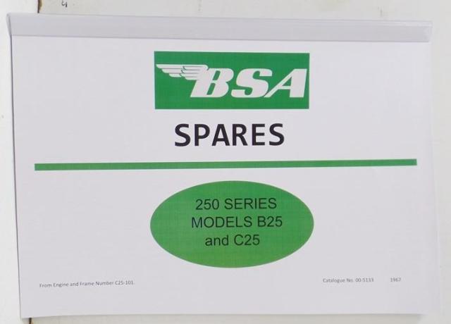 BSA 250 Sereies Models B25 C25 1967 Spares Book