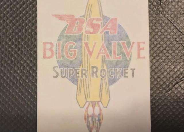 BSA Rocket. Big Valve. Tank Top Sticker. 1960/63