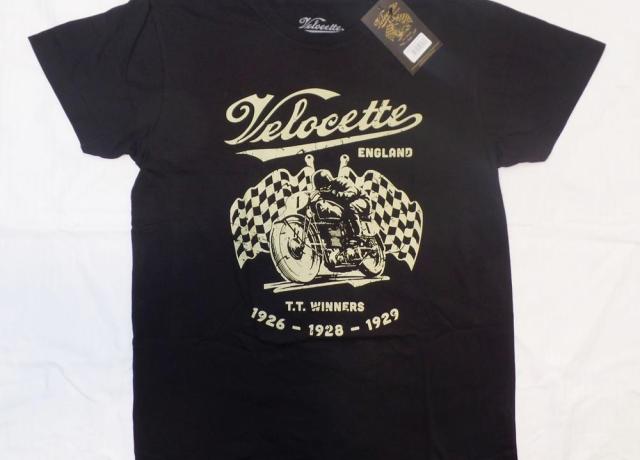 Velocette T-Shirt Winners Flag , Black. M