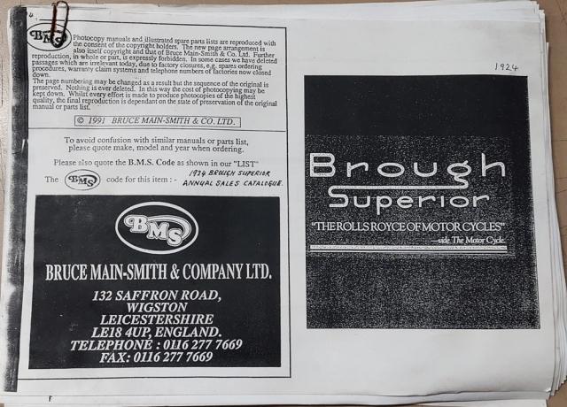 Brough Superior SS80 Instruction Manual Copy used