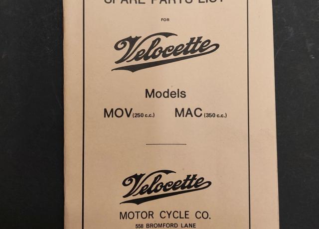 Velocette MAC Rigid Spare Parts Book