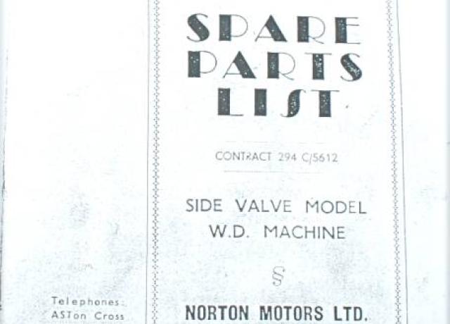 Norton Spare Parts List/Book SV Mod. 16H, Photocopy