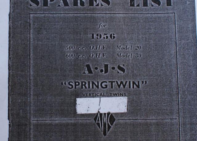 AJS Spares list for 1956 