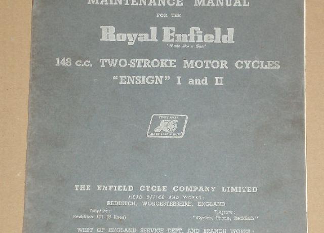 Royal Enfield Maintenance Manual/ "ENSIGN" I and II