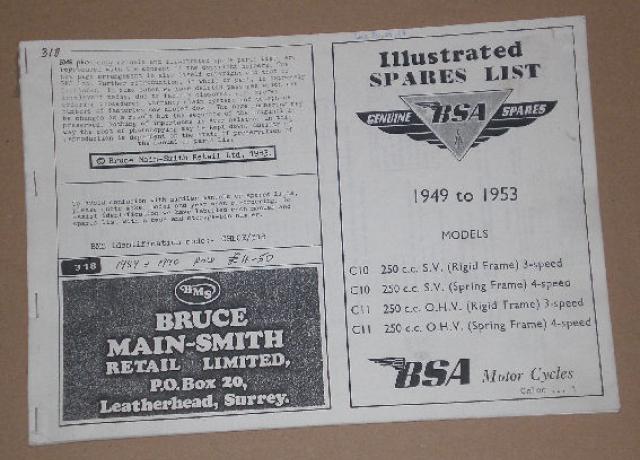 Genuine BSA spares list, Teilebuch illustrated-1949 - 1953 