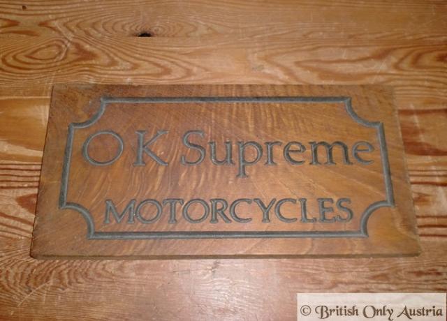 OK Supreme Motorcycles wooden sign
