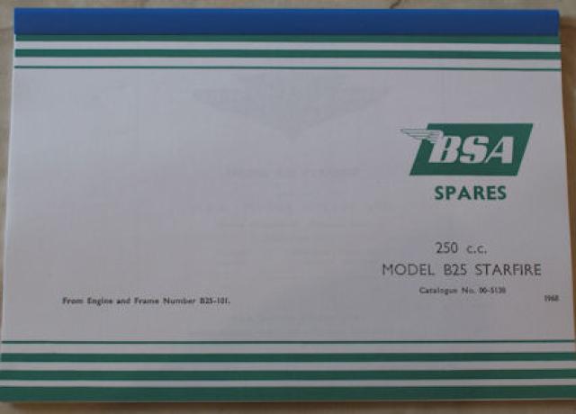 BSA B25 250cc Parts Book 1968