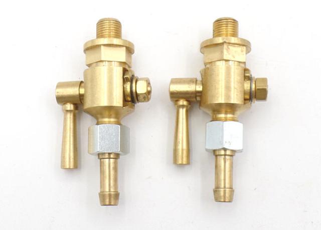 AJS/Matchless Competition Petrol Taps 1/8" x 7/16" with Spigots 7/16" /Pair