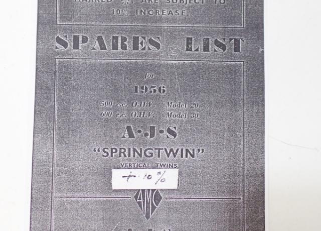 AJS 500cc 600cc Springtwin Spares List 1956 Copy