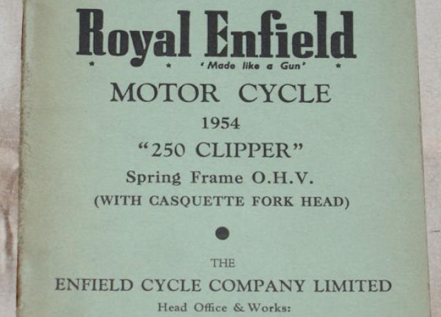 Spare and replacement parts for the Royal Enfield Motor cycle 1954 "250 Clipper" Spring frame O.H.V