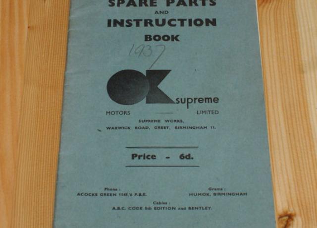 Ok Supreme Spare Parts and Instruction Book, Teilebuch, Handbuch