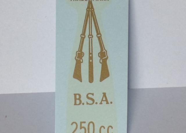 BSA Transfer for Rear Number Plate Bracket 250cc 1946-